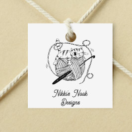Sello De Caucho Crochet Crafter Cute Cat Logo Personalizado