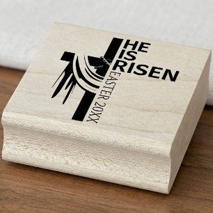 Sello De Caucho Cruz de Pascua Vintage Personalizada Él ha Resucit