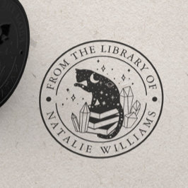 Sello De Caucho Crystal Cat Star Pencil Moon from the Library of