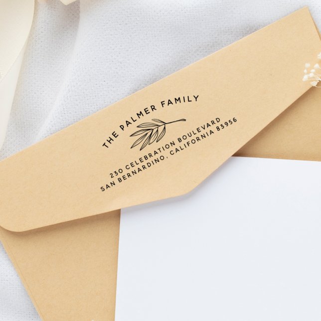 Sello De Caucho Cualquier nombre de texto curvo simple, hoja y dir (Rubber Stamp Mock-up)