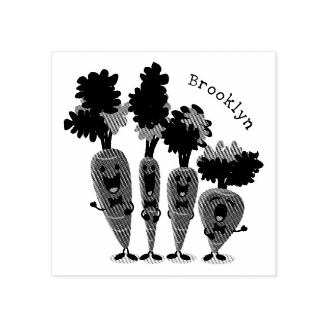 Sello De Caucho Cuarteto de zanahoria cantante lindo ilustracion p (Impresión)