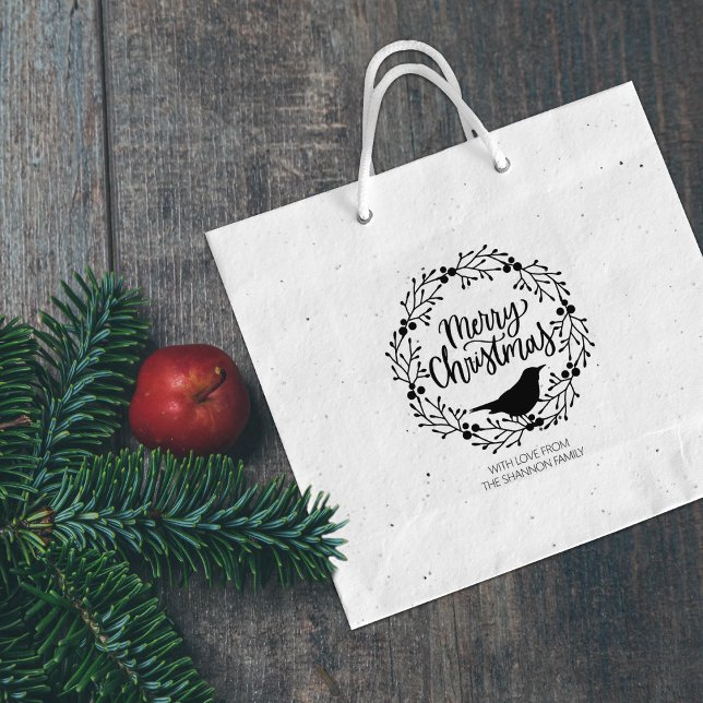 Sello De Caucho Cuidad de pájaro Wreath Feliz Navidad, familia gra (Subido por el creador)