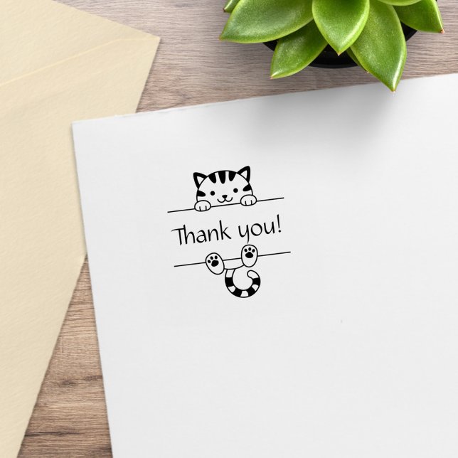 Sello De Caucho Cuidada Tabby Cat Peeking Gracias 1x1 (Subido por el creador)