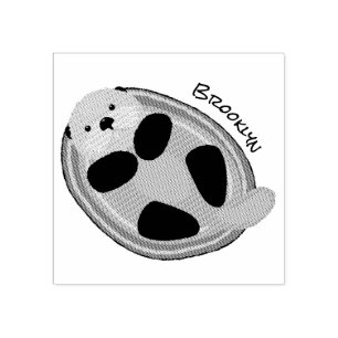 Sello De Caucho Cuidada y feliz nutria azul personalizado ilustrac