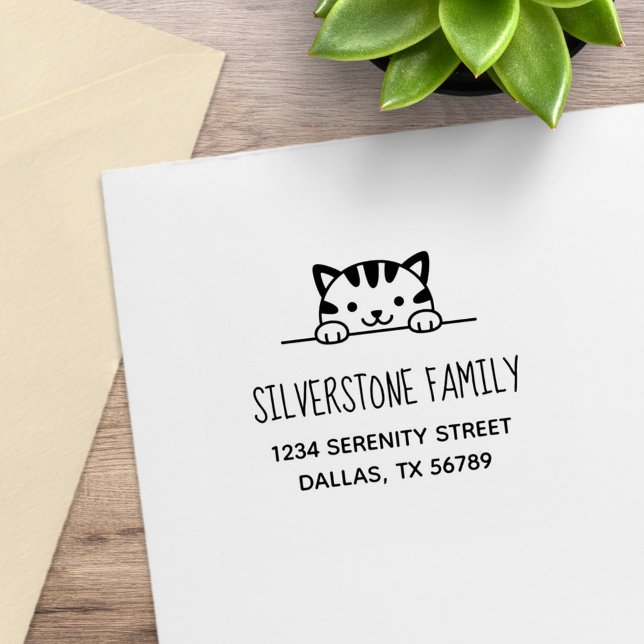 Sello De Caucho Cuidado gato de tabla buscando por encima de la di (Subido por el creador)