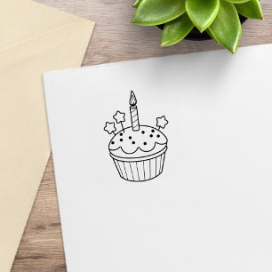 Sello De Caucho Cumpleaños Vela Cupcake 1x1