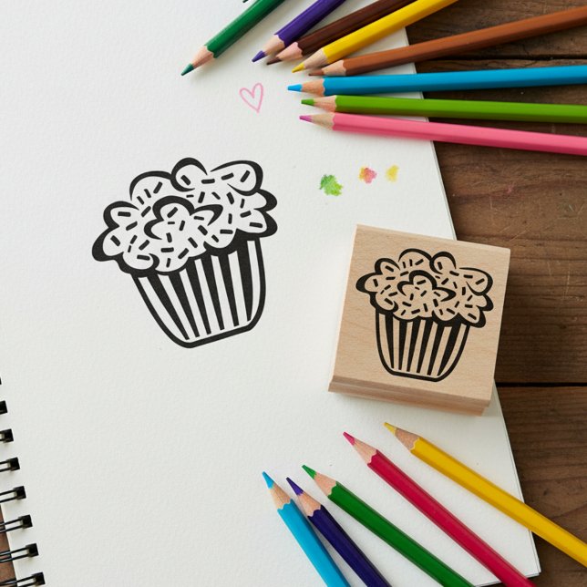 Sello De Caucho Cupcake Wooden Art Stamp For Crafts (Cute cupcake wooden art stamp.)