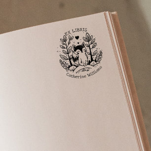 Sello De Caucho Curte Forest Fox, Biblioteca Ex Libris