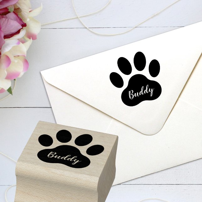 Sello De Caucho Custom Pet Name Paw Print Signature Rubber Stamp (Subido por el creador)