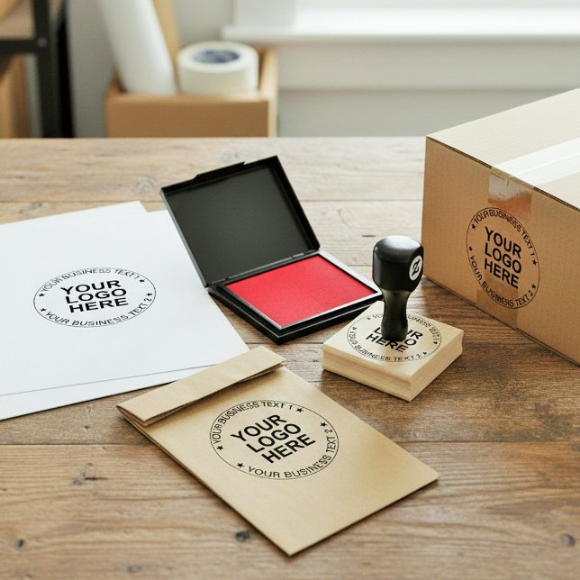 Sello De Caucho Custom Round Logo Stamp. Modern Business Text Seal (Custom Handmade Your Business Logo Rubber Stamp)