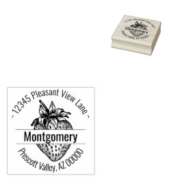 Sello De Caucho Custom Strawberry Artwork Round Address Name