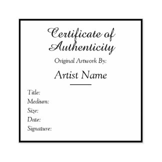 Sello De Caucho Customizable Square Certificate of Authenticity
