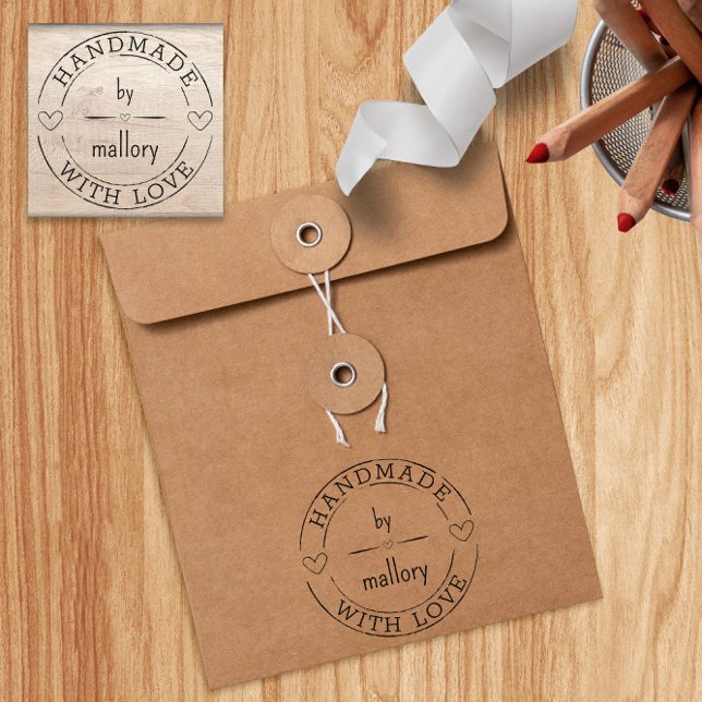 Sello De Caucho 💌 Cuta Personalizada Hecha Con Amor (💌 Personalized Cute Made With Love Rubber Stamp
)