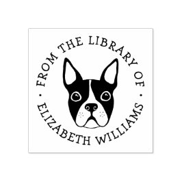 Sello De Caucho Cute boston terrier de la biblioteca del nombre de