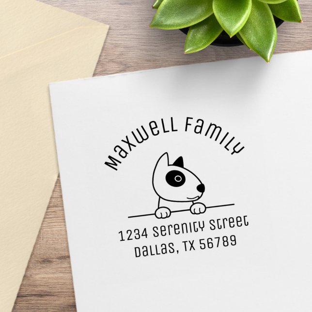 Sello De Caucho Cute Bull Terrier Dog Arch Family Dirección 2 (Subido por el creador)