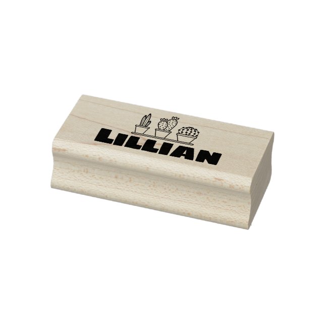 Sello De Caucho Cute Cactus Suculents Graphic Custom Name Text (Sello)