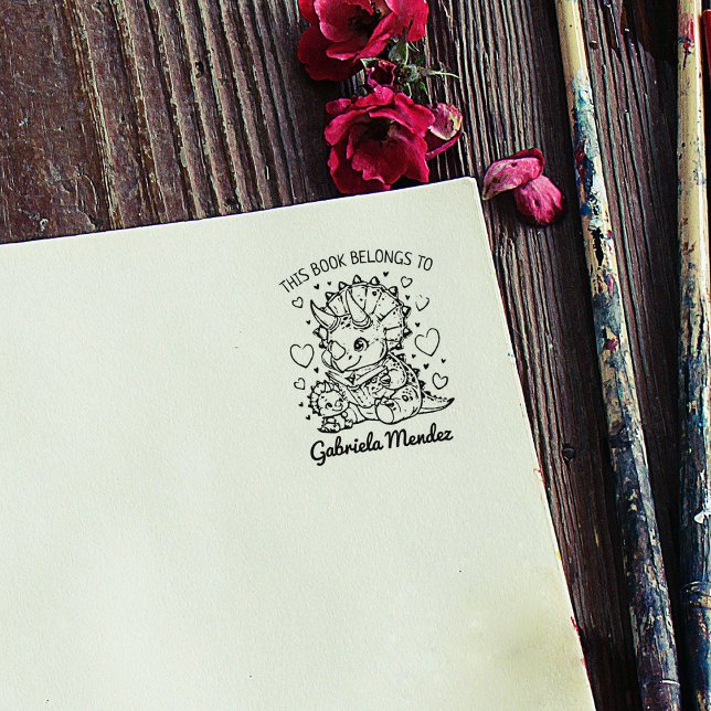 Sello De Caucho Cute Dino Mom Bookplate (Subido por el creador)