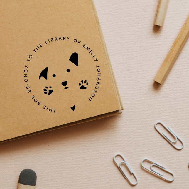 Sello De Caucho Cute Dog Modern Del Libro De La Biblioteca (Subido por el creador)