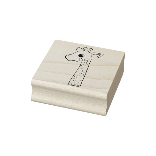 Sello De Caucho Cute Giraffe - Estampado de arte de madera de arce (Sello)
