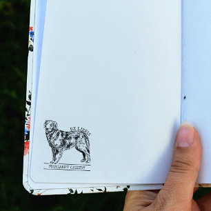 Sello De Caucho Cute Golden Retriever Vintage Ex Librig Dog