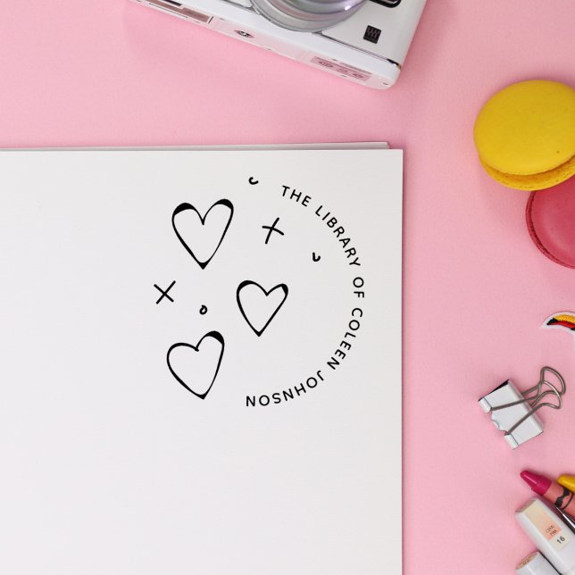 Sello De Caucho Cute Hearts Stars Doodle Personalizado moderno (Subido por el creador)
