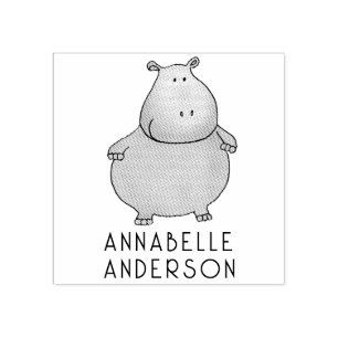 Sello De Caucho Cute Hippo Personaliza