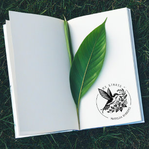 Sello De Caucho Cute Hummingbird Custom Name Library Book