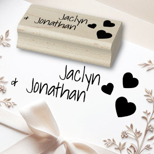 Sello De Caucho Cute Love Hearts 2 Nombres Boda Personalizado de c