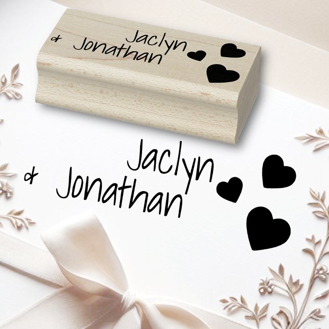 Sello De Caucho Cute Love Hearts 2 Nombres Boda Personalizado de c (Subido por el creador)