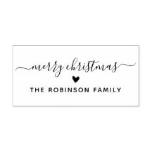 Cute Merry Christmas Script Heart Family Name