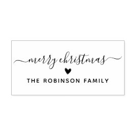 Sello De Caucho Cute Merry Christmas Script Heart Family Name