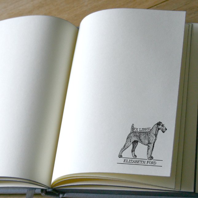 Sello De Caucho Cute perro Terrier Irlandés Ex Libris de bibliotec (Subido por el creador)