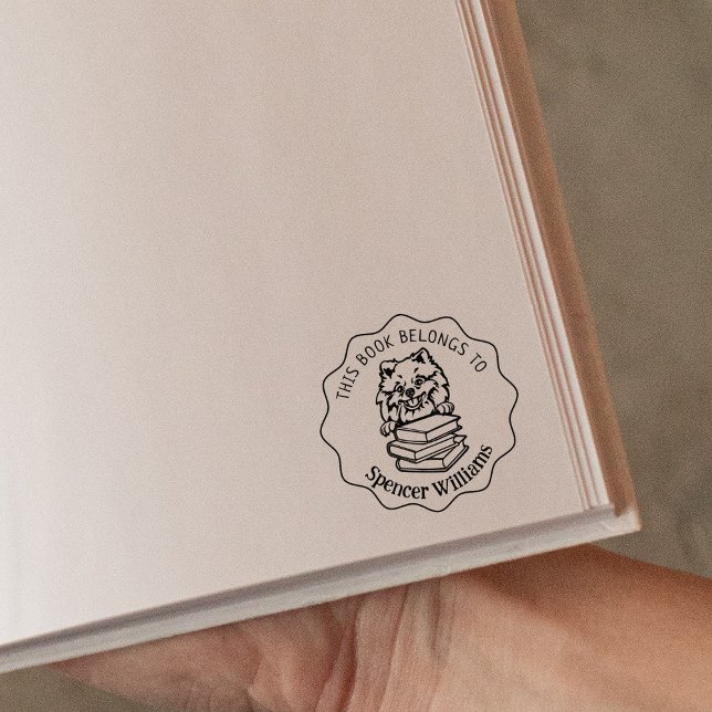 Sello De Caucho Cute Pomeranian Dog Book (Subido por el creador)