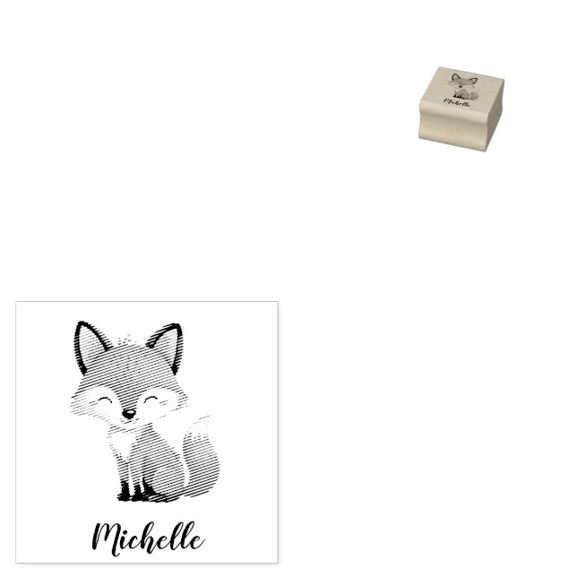 Sello De Caucho Cute Red Fox Personalizada Kid (Sellado)