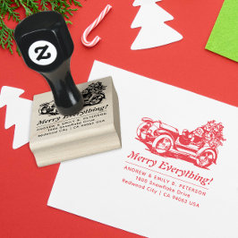 Sello De Caucho Cute Retro Navidad Santa Coche Dirección de Devolu