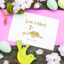 Cute Rústico País Boda Aves Pareja Nido