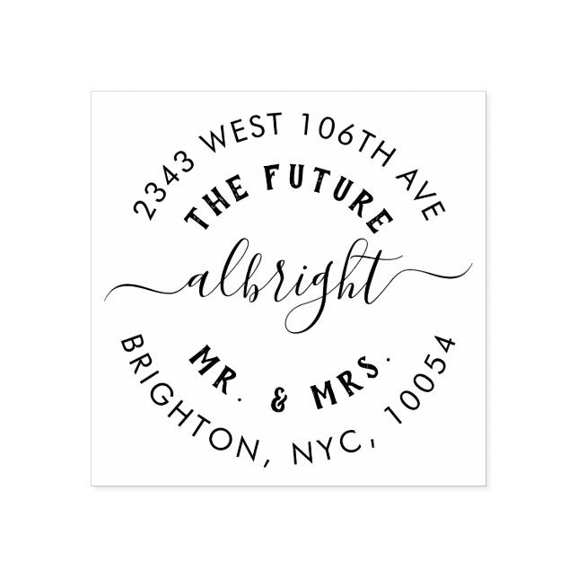 Sello De Caucho Cute Sr. y Sra. Boda Invitación Dirección de devol (Impresión)