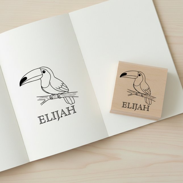 Sello De Caucho Cute Toucan with Name Stamp (Toucan with name stamp.)