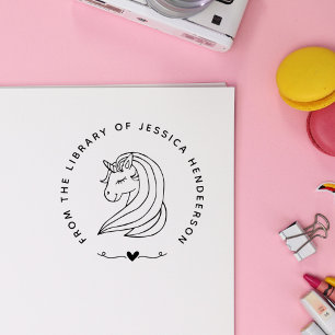 Sello De Caucho Cute Unicorn Custom Name Library