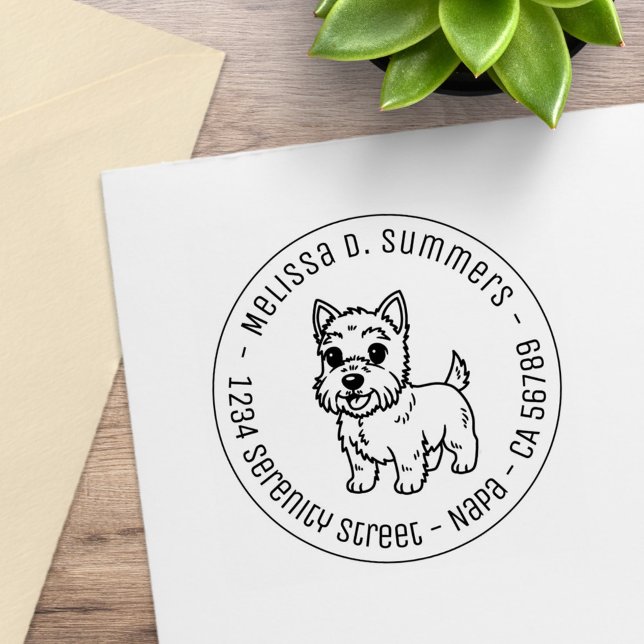 Sello De Caucho Cute West Highland Terrier Dog Round Address (Subido por el creador)