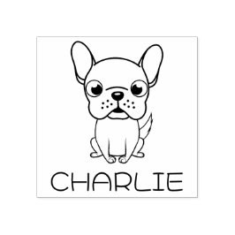 Sello De Caucho Cuto Bulldog francés Personalizado Arte de madera