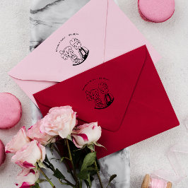 Sello De Caucho Cuto Whimsical Couple Doodle | Boda de monograma