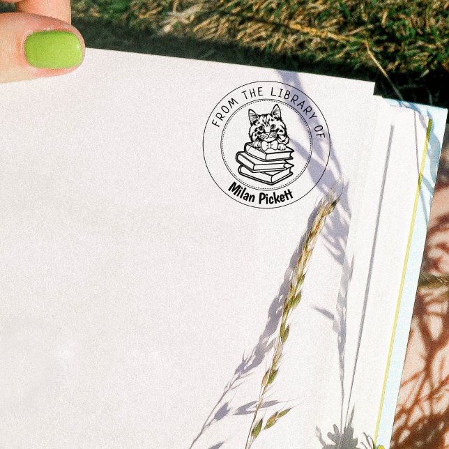 Sello De Caucho Cymric Cat, Libro De La Biblioteca De (Subido por el creador)