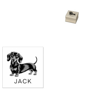 Sello De Caucho Dachshund Personalizado Moderno y con Estilo 