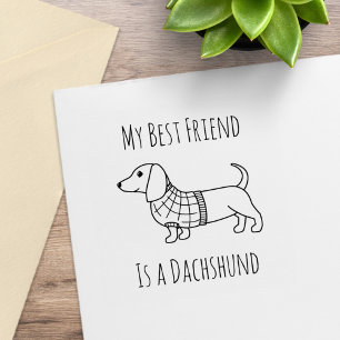 Sello De Caucho Dachshund Wiener Dog Plaid Sweater Cita 2