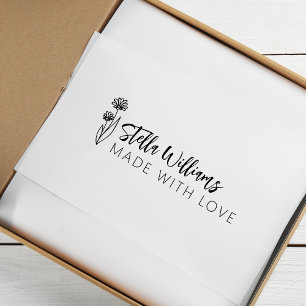 Sello De Caucho Daisy Gráfica Script Hecha Con Amor