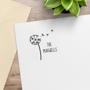 Sello De Caucho Dandelion Flower Parachuts Nombre de la familia 1x