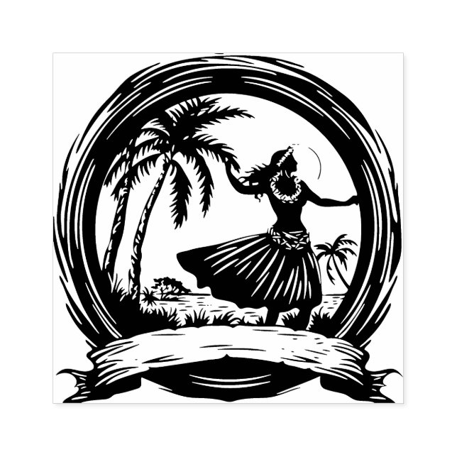 Sello de caucho de bailarina hawaiana Hula (Impresión)
