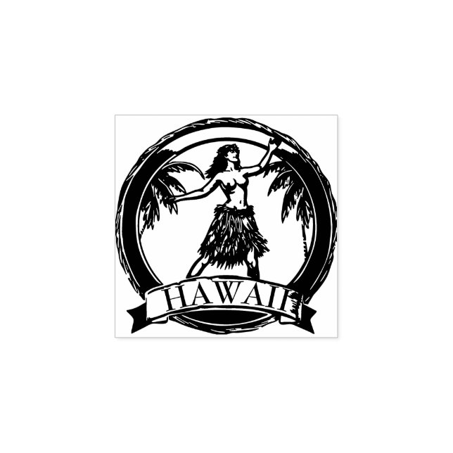 Sello de caucho de bailarina hula de viaje de Hawá (Impresión)