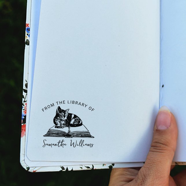 Sello De Caucho De la Biblioteca de, Cute Cat Book (Subido por el creador)